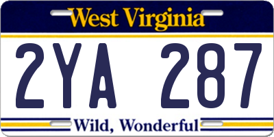 WV license plate 2YA287