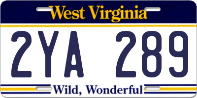 WV license plate 2YA289