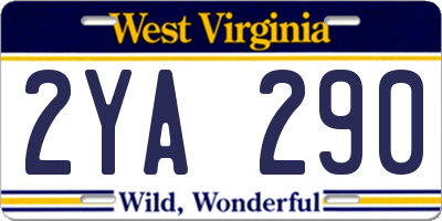 WV license plate 2YA290