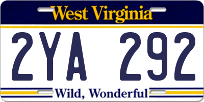 WV license plate 2YA292
