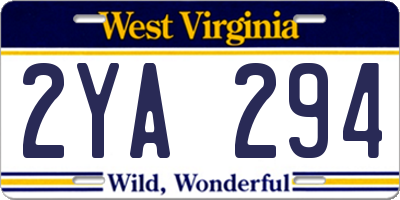 WV license plate 2YA294