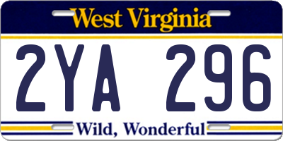 WV license plate 2YA296