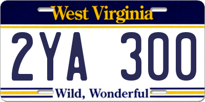 WV license plate 2YA300