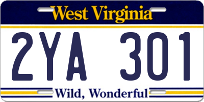 WV license plate 2YA301