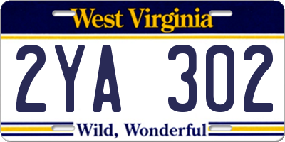 WV license plate 2YA302