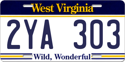WV license plate 2YA303