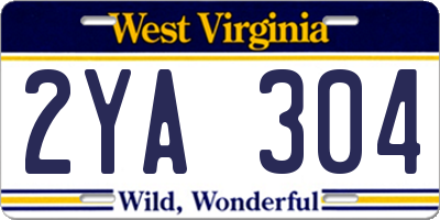 WV license plate 2YA304