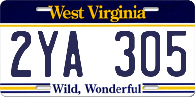 WV license plate 2YA305