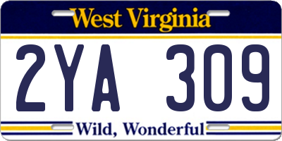 WV license plate 2YA309