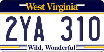 WV license plate 2YA310