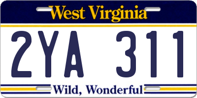 WV license plate 2YA311