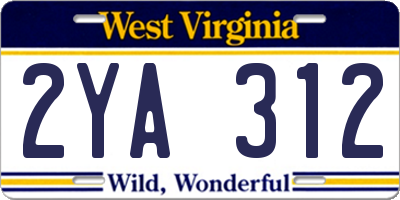 WV license plate 2YA312