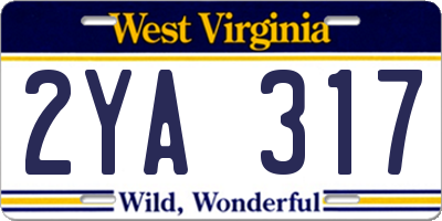 WV license plate 2YA317