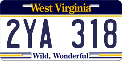 WV license plate 2YA318