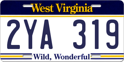 WV license plate 2YA319