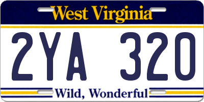 WV license plate 2YA320