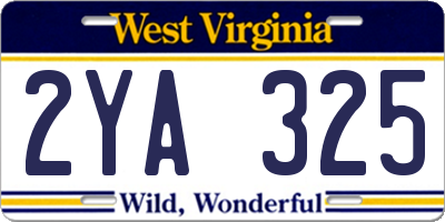 WV license plate 2YA325