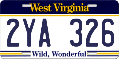 WV license plate 2YA326