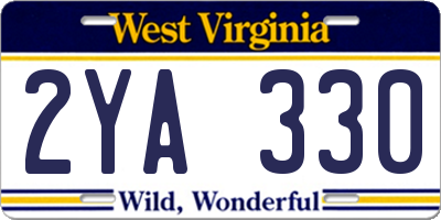 WV license plate 2YA330