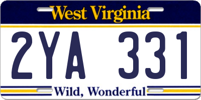 WV license plate 2YA331