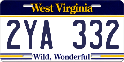 WV license plate 2YA332