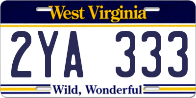 WV license plate 2YA333
