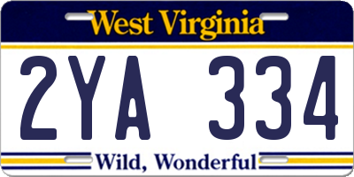WV license plate 2YA334