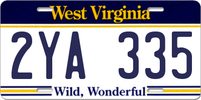 WV license plate 2YA335