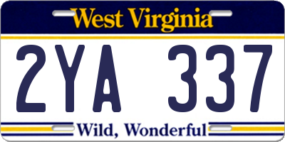 WV license plate 2YA337