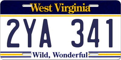 WV license plate 2YA341