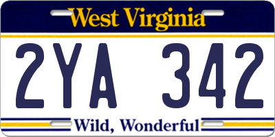 WV license plate 2YA342