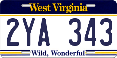 WV license plate 2YA343