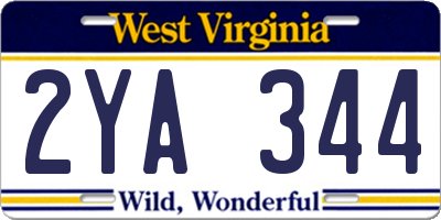WV license plate 2YA344