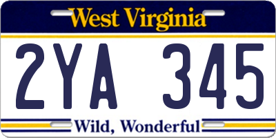 WV license plate 2YA345