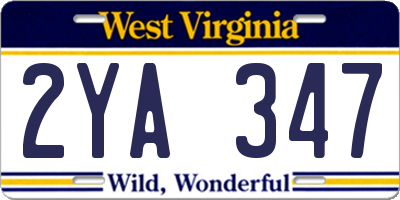 WV license plate 2YA347