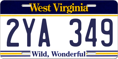 WV license plate 2YA349