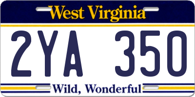 WV license plate 2YA350