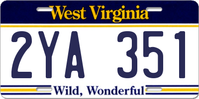 WV license plate 2YA351