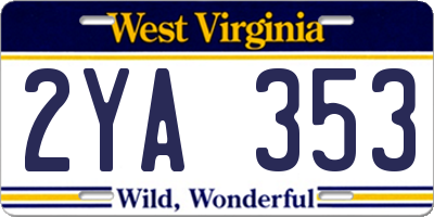 WV license plate 2YA353