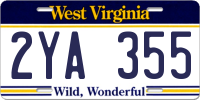 WV license plate 2YA355