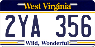 WV license plate 2YA356