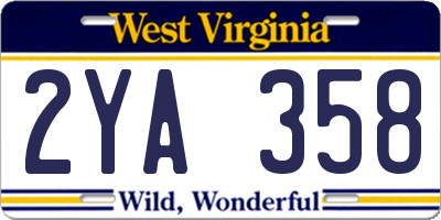 WV license plate 2YA358
