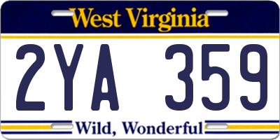 WV license plate 2YA359