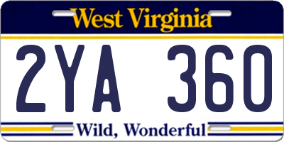 WV license plate 2YA360