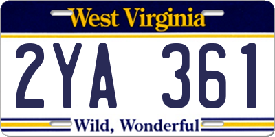WV license plate 2YA361