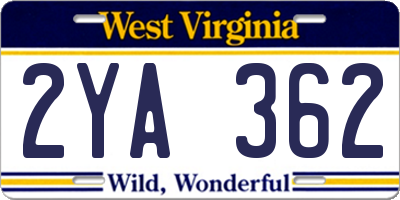 WV license plate 2YA362