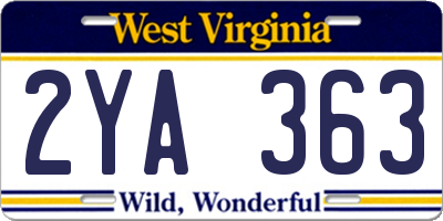 WV license plate 2YA363