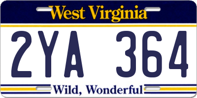 WV license plate 2YA364