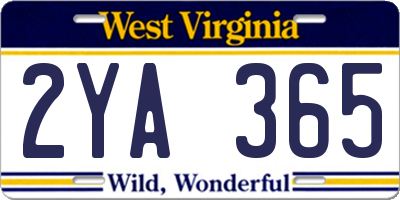 WV license plate 2YA365