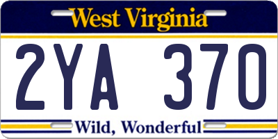 WV license plate 2YA370